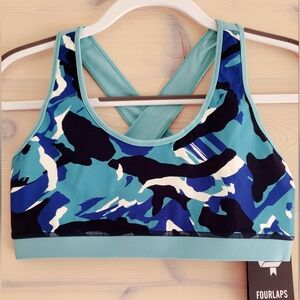 NWT FourLaps Infinity Sports Bra Aqua Crisp Camo/Porcelain sizes M, L